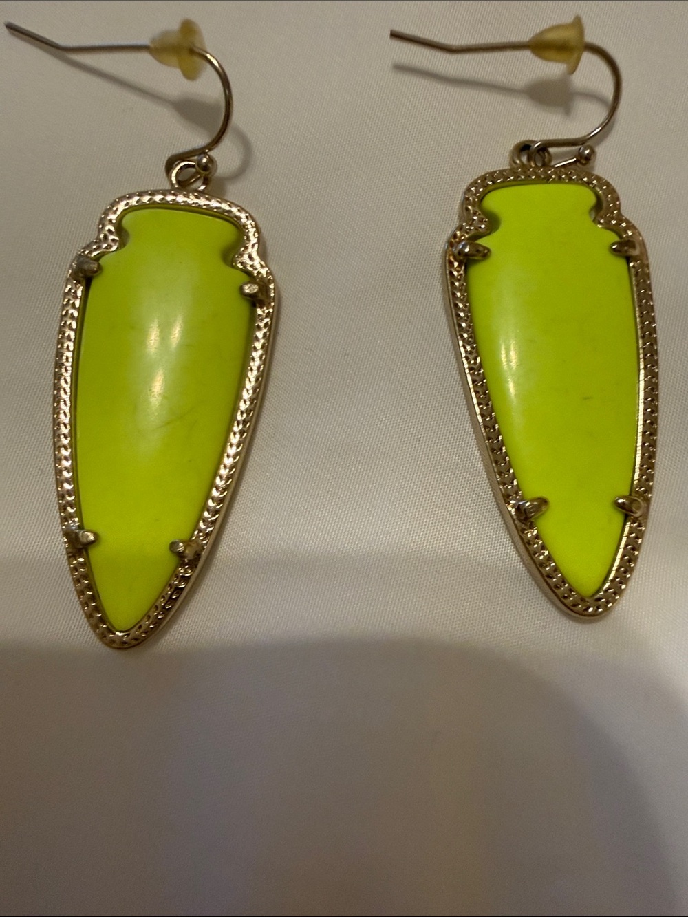 Kendra Scott Neon Lime Green Gold-Tone Dangle Earrings